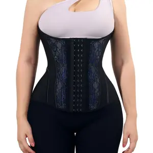 QOU hourglass waist trainer floral lace slimming adjustable hook belt high waist compression corset faja workout waist belt gym