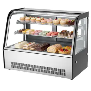 VEVOR Refrigerated Display Case, 5 Cu. Ft./ 145L Countertop Pastry Display Case, 2-Tier Commercial Cake Refrigerator with LED Lighting, TURBO Cooling, Frost-Free Air-Cooling, for Bakery, Dessert Shop
