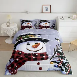 Christmas Theme Decorations Bedding Set,Xmas Snowman Comforter Set,Merry Christmas Comforter,Funny Cute Decor Quilt Set Bedroom Twin Full Queen Size