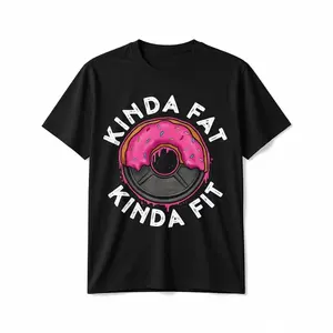 [100% Cotton] Summer Short Sleeves T Shirts NEW! Gym Workout Kinda Fat Kinda Fit Funny Doughnut Gift T-Shirt - MADE IN USA T-Shirt For Men And Women