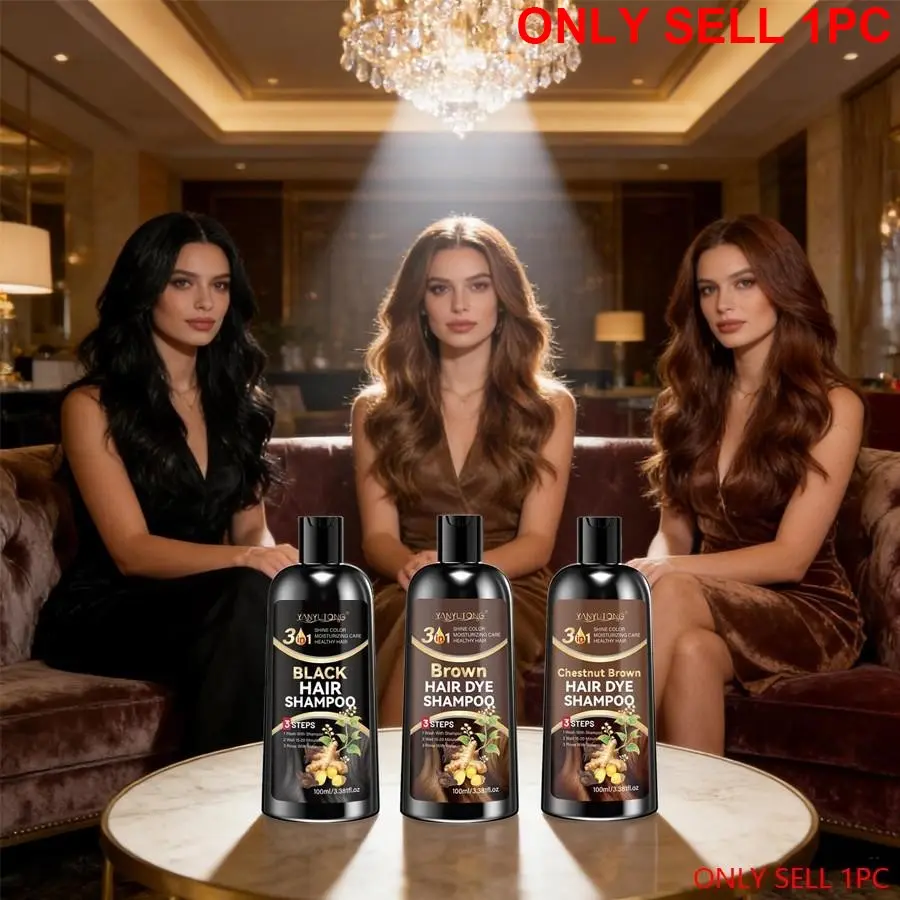 100ml 3-in-1 Hair Dye, Shampoo & Conditioner with Mild Herbal Extract Formula, Available in Black, Brown & Chestnut Brown, Leaves Hair Shiny and Healthy, Hair Coloring