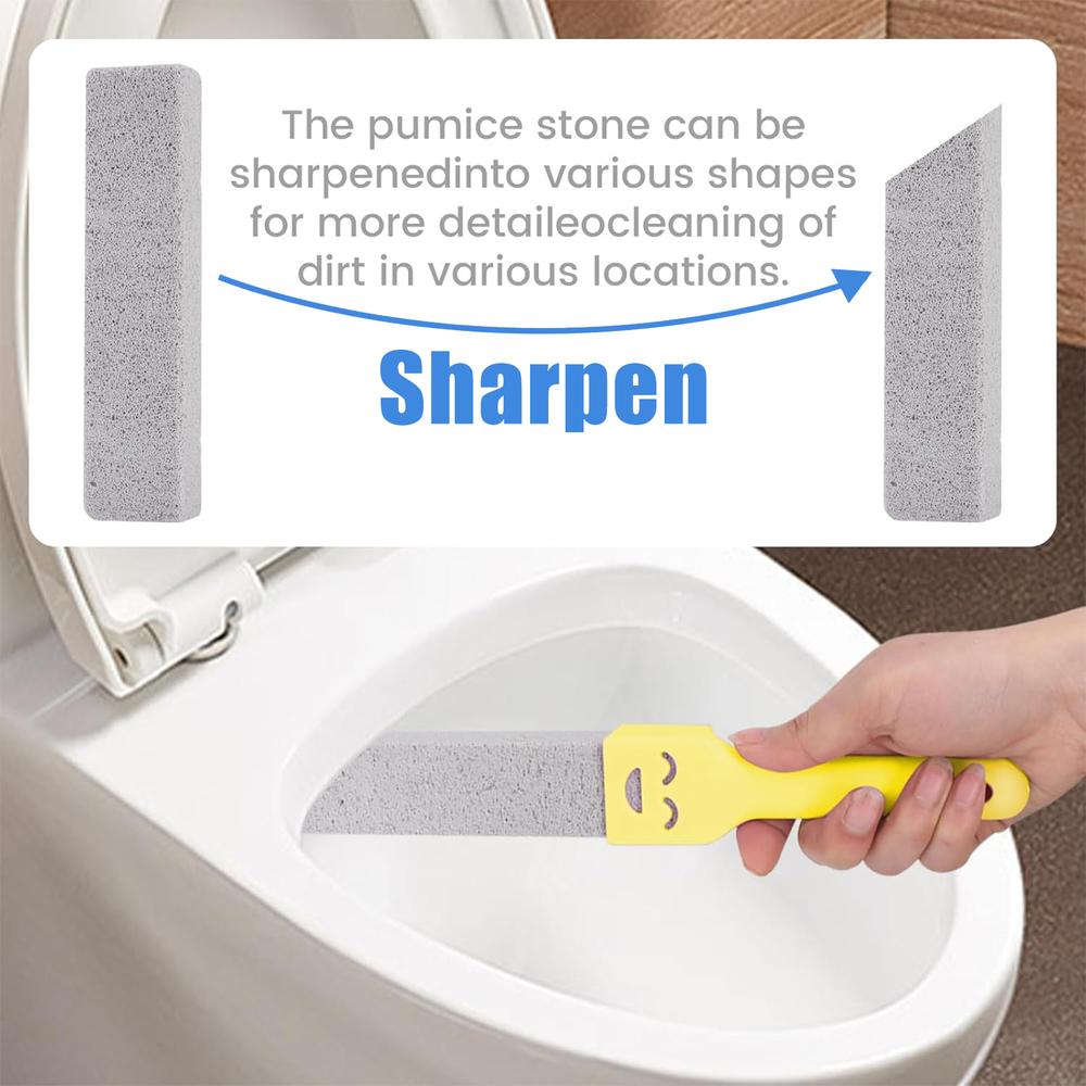 Pumice Stone Toilet Cleaner with Detachable Cute Handle, Multipurpose Household Cleaning Block for Toilet Bowl Bathtub Washbasin Sink Pool Daily Home Surface Cleaning 12 Pack