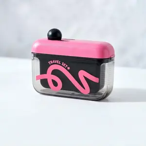 Pop-up floss dispenser, black and pink portable travel floss stick storage case, automatic floss holder, cute pink hygienic storage case, suitable for daily use and travel