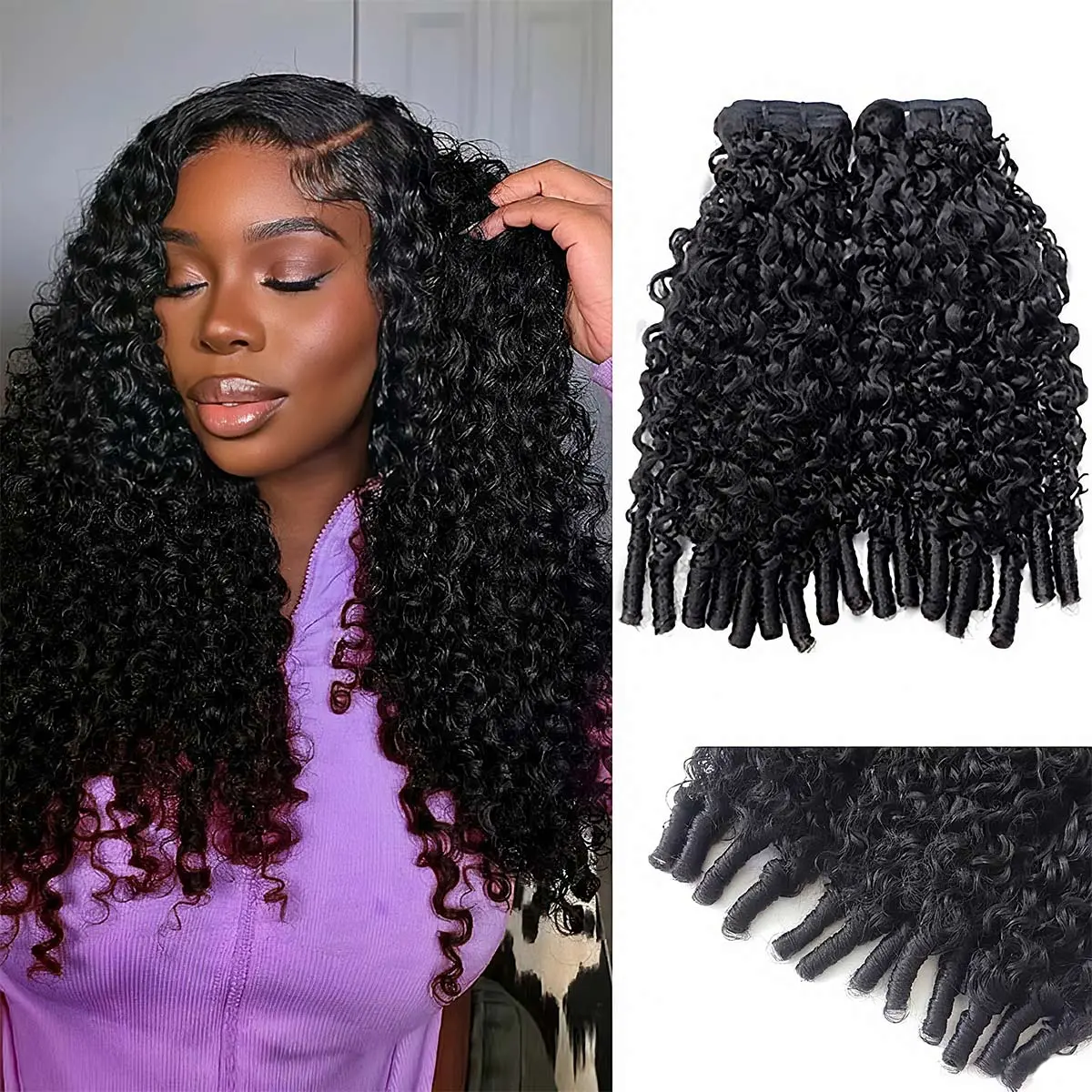 OQ HAIR Brazilian Virgin Burmese Curly Human Hair Bundles for Quick Weave 3 Bundles Traditional Sew in Hair Extension OQ HAIR Brazilian Virgin Burmese Curly Human Hair Bundles for Quick Weave 3 Bundles Traditional Sew in Hair Extension