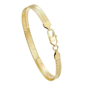 INFILA 14K gold flat snake bone chain titanium steel bracelet anklet men and women trend light luxury simple versatile bracelet anklet