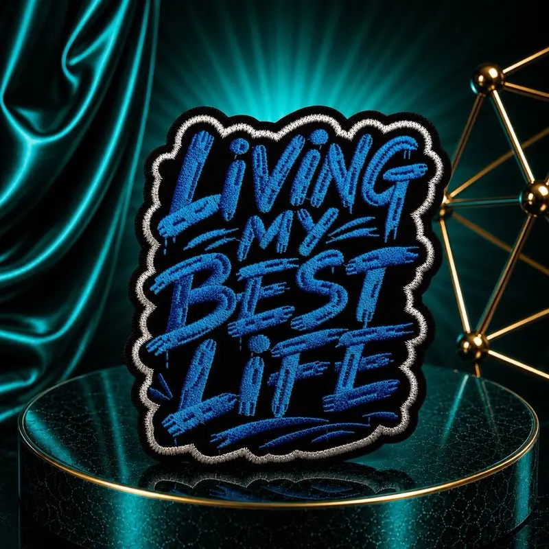 "Living My Best Life" Iron-On Embroidery Patch, Sewing Accessory for Women's Tops, Sweatshirts, Pullovers