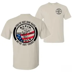 Klein Tools T-Shirt Sweatshirt Hoodie - Patriotic Lineman Graphic Tee With "You've Got Our Back" Slogan, Workwear For Tradesmen, Electricians, and American Workers