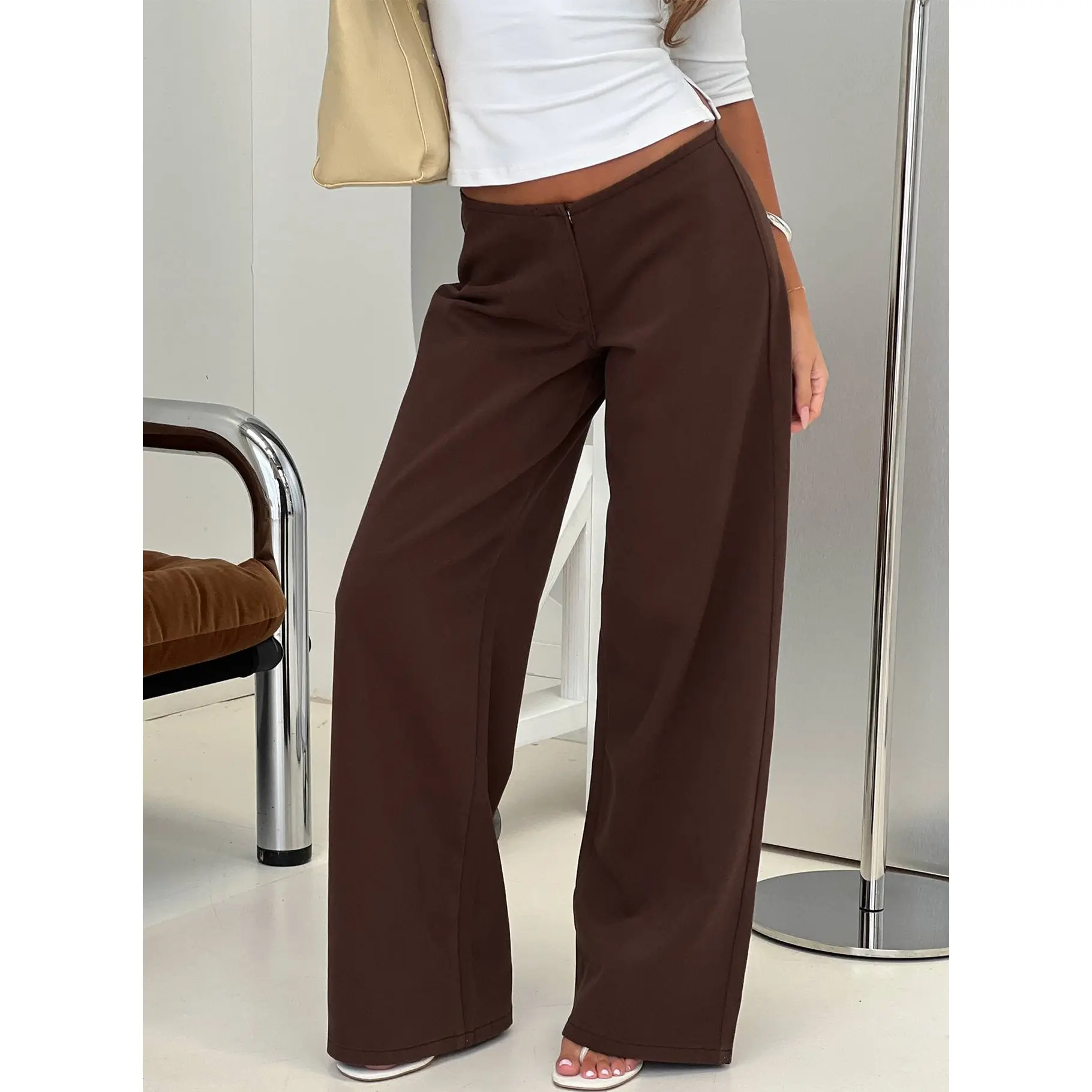Hereos Mid Rise Baggy Leg Jeans Washed Chocolate