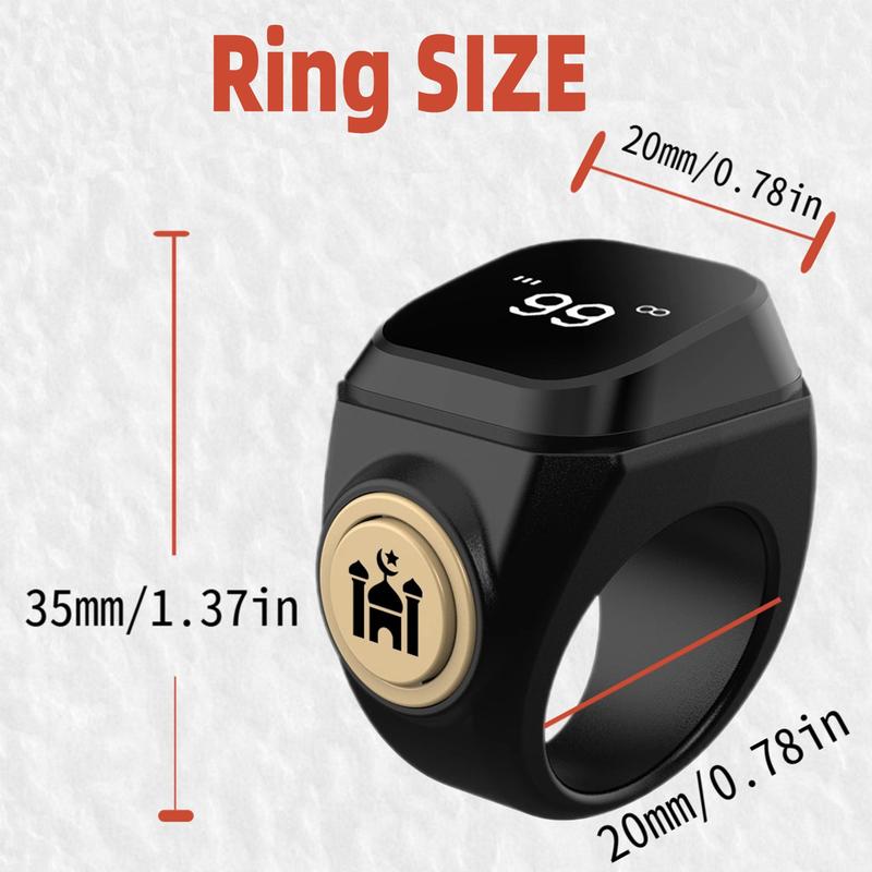 Smart Prayer Beads Ring with Timer, APP-Connected and Waterproof Electronic Counter, Ideal for Muslim Prayers and Daily Worship