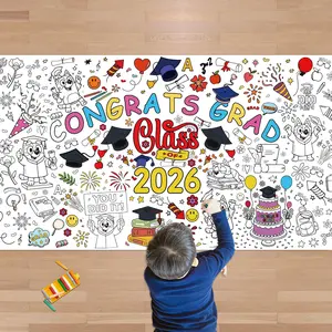 Giant Graduation Coloring Tablecloth 72x30 Inches Paper Coloring Banner Games Activities Kindergarten Graduation Gifts Party Decorations for Preschool 5th Grade