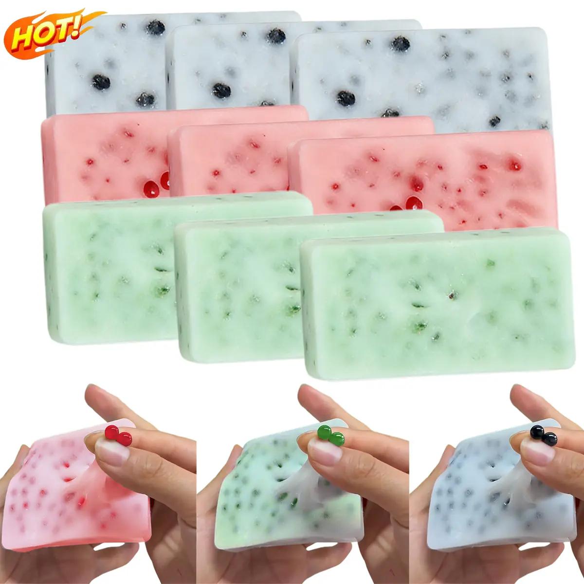 6PCS Unisex Pimple Popping Fidget Toy Set, Stress Relief Sensory Play Toys, Soft TPR Material, Square Burst Feeling Skin Scratching Pimple Poppers, Unisex Names