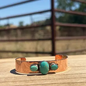 3 Stone Turquoise Copper Cuff