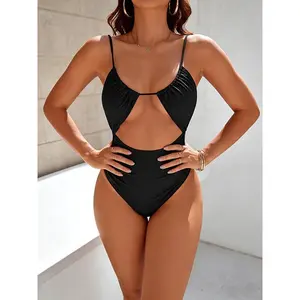 Women's One Piece Beach Swimsuit Tummy Control High Cut Out Sexy Flattering Cheeky Bathing Suit for Ladies Swimwear