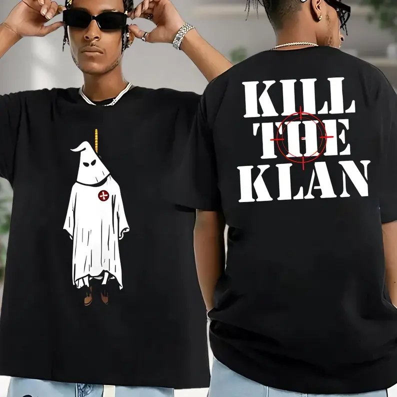 Kill The Klan T-shirt, Funny Klan Hanging Graphic Quote Retro 2 Sided T-Shirt, Anti-Fascist Shirt, Anti KKK Shirts, Trending Meme Tee