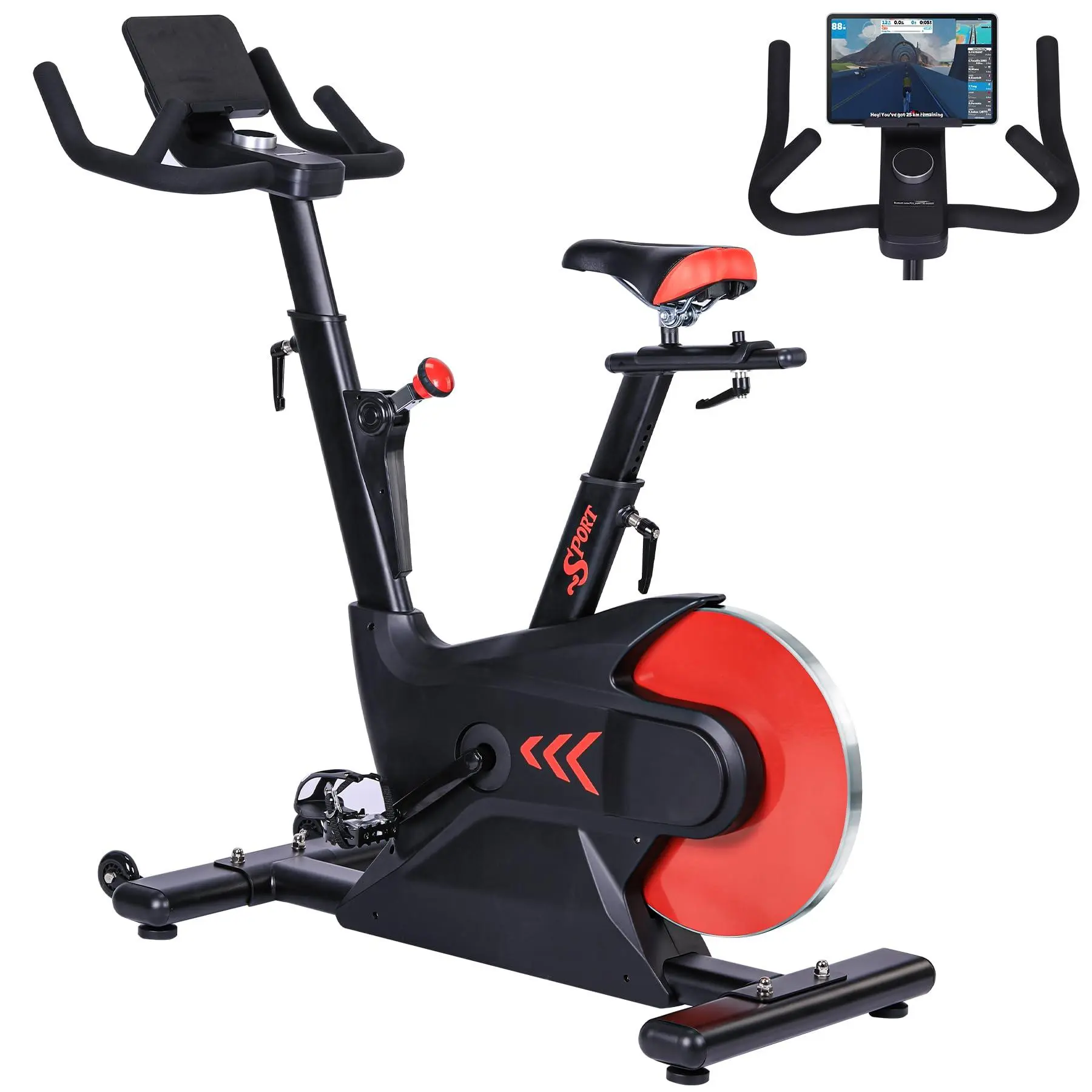 GARVEE Exercise Bike, Cardio Stationary Bikes for Home, 276LBS Weight Capacity Indoor Cycling Bike with LCD Monitor, Smart App, Seat Cushion, Rear Flywheel, Workout Bike for Home Cardio