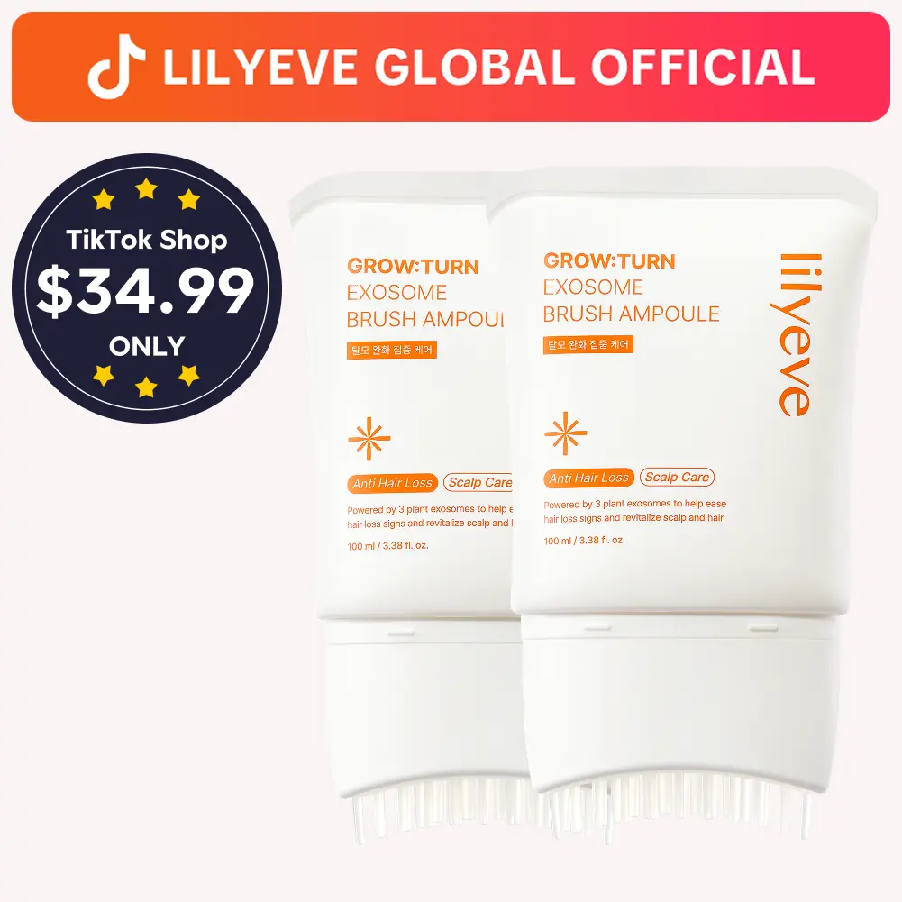 [LILYEVE] GROWTURN Hair Growth Serum 2-Pack with Built-In Brush | Exosome Scalp for Hair Thickening & Strengthening, Korean Hair Care | 3.38 fl. oz.