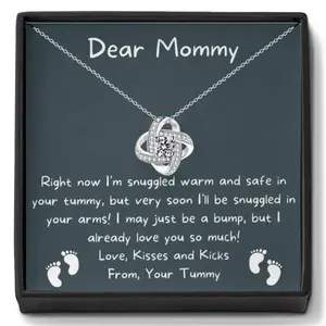 Mom Necklace, Mom To Be Necklace, Pregnancy Gift For Mom To Be, Mommy Present From Unborn Baby, Gift For Expecting Moms, Necklace Gift Box, Small Jewelry Gift Box, Card Box, Birthday Gift Necklace