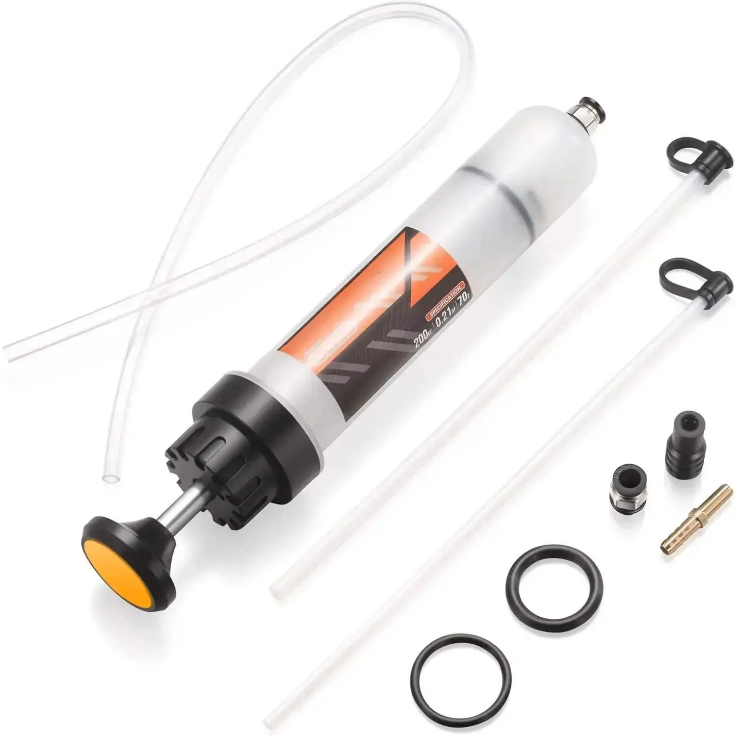 200cc Fluid Extractor & Fill Pump for Automotive Use - Oil Syringe with a 23" Hose & Two 12" Extension Tubes for Easy Oil Change