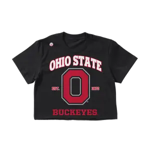 Ohio State Buckeyes Vintage Established Graphic Women’s Crop Top – Casual Cropped Streetwear Tee