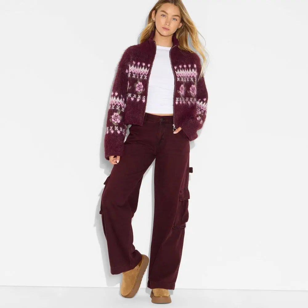 Women's Full Zip Mock Turtleneck Cardigan - Wild Fable Women's Full Zip Mock Turtleneck Cardigan - Wild Fable