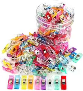 Sewing Clips, 100 Pcs with Plastic Box, Premium Quilting Clips for Supplies Crafting Tools, Assorted Colors Plastic Clips for Crafts