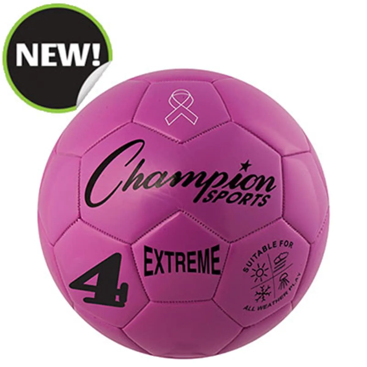 CHAMPION Extreme Series Size 4 Soccer Ball, Pink Patented Machine Stitched Composite PU Training Ball with Soft Touch & Butyl Bladder, Balls
