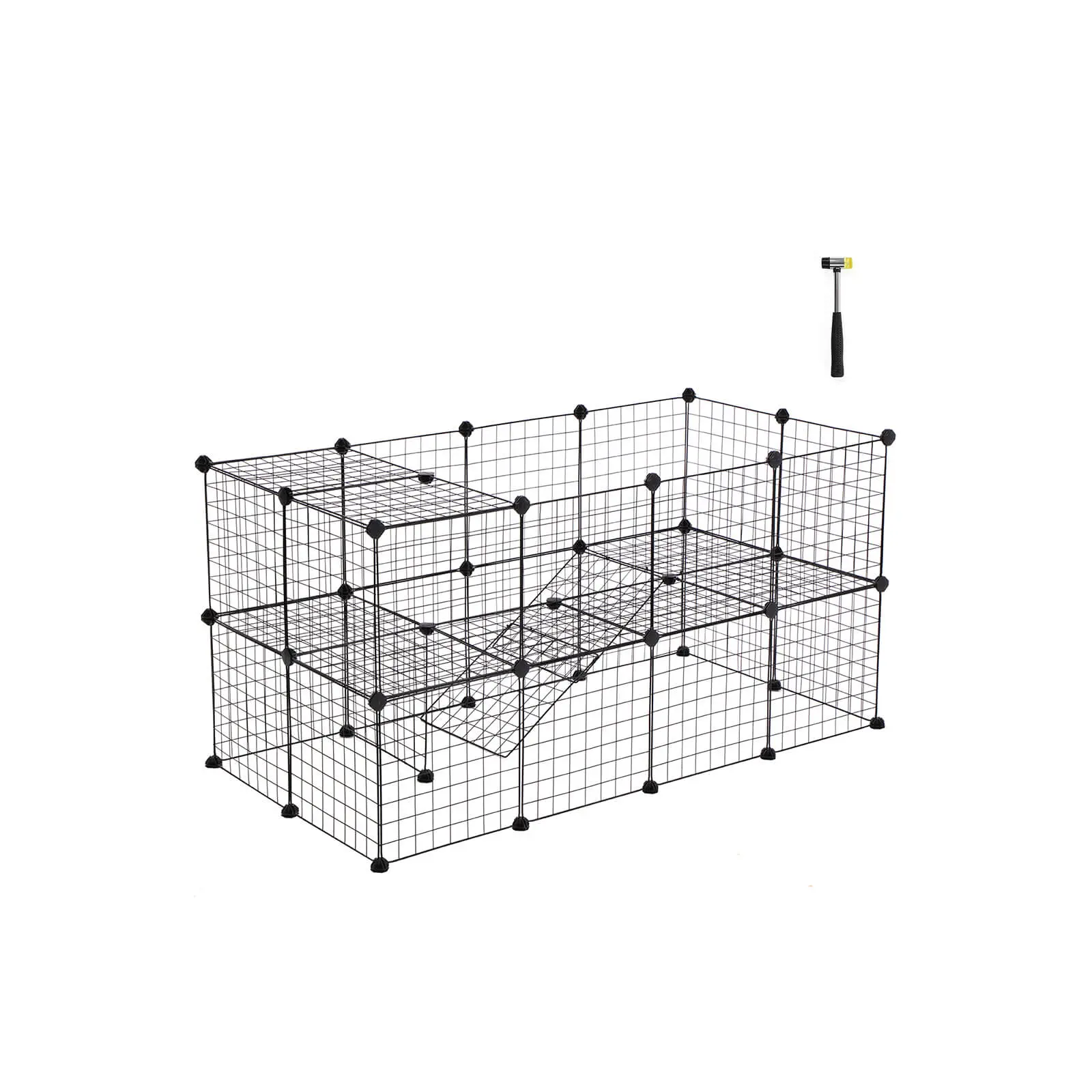 SONGMICS Pet Playpen Enclosure - Wire Metal Escape Proof Kennel, Indoor Enclosure Crates & Kennels for Apartment Use, Includes Cable Ties