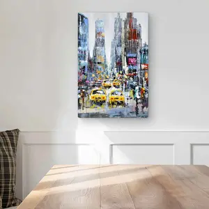 Begin Home Decor C1MP1218AGXV4X 12 x 18 in. Urban Scene with Yellow Taxis Wall Art - Yellow Office Metal Print