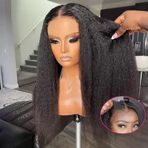 CORIIANA Glueless Wigs Human Hair Ready to Wear Yaki Kinky Straight 7x5 Lace Closure Human Hair Wig 13x6 HD Lace Front Wigs For Black Women Pre Plucked Beginner Friendly 200% Density