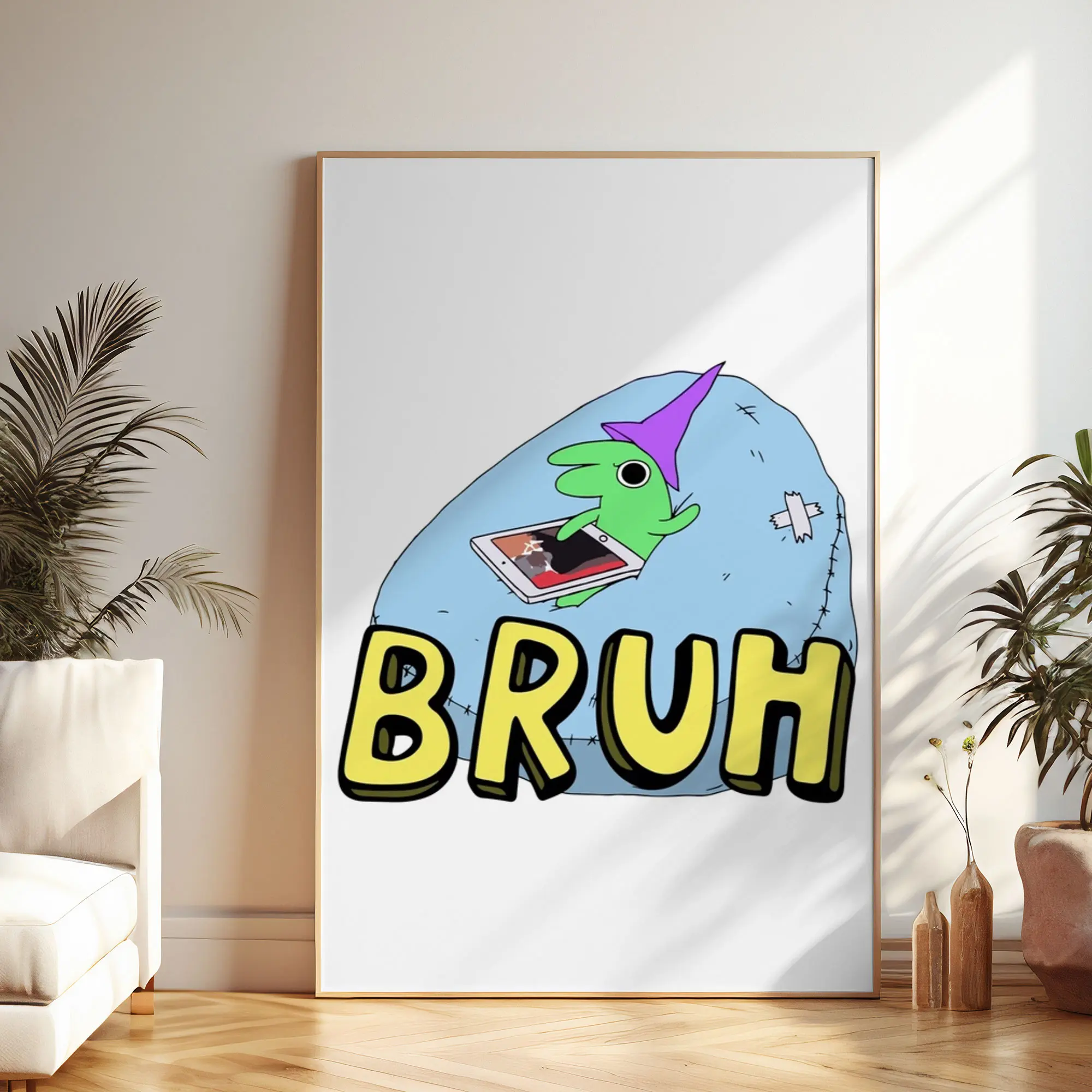 Smiling Friends Glep Bruh Poster – Retro Funny Cult Cartoon Wall Art Print, Surreal Aesthetic Animation Unframed Poster for Bedroom, Dorm, Gaming Room & Office Wall Decor