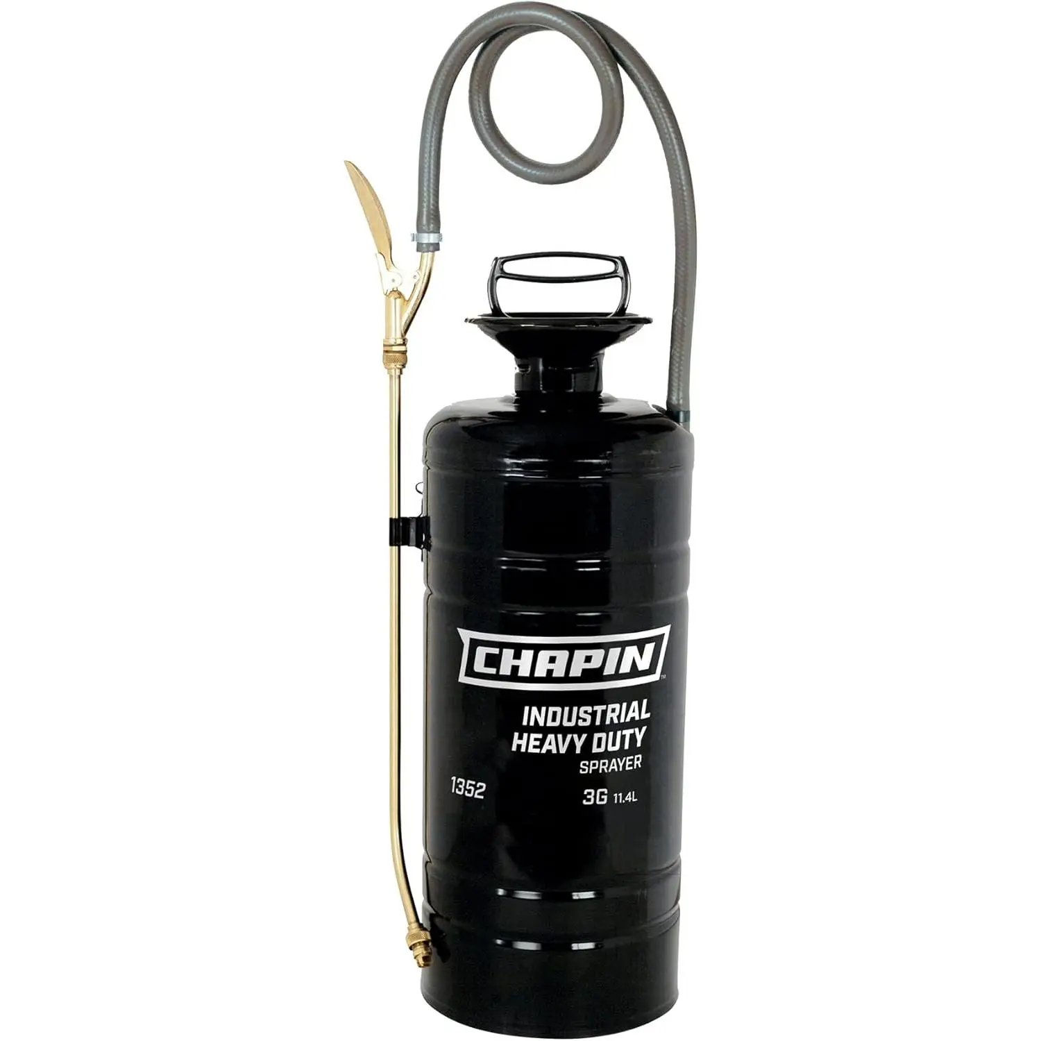 Chapin 1352 Made in The USA 3 Gallon Heavy Duty Tri-Poxy Steel Industrial Metal Tank Sprayer with 18 Inch Brass Wand, 36 Inch Reinforced Hose and Brass Nozzle and Shut Off, Black