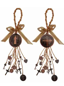 Saint Benedict Medal Protection Blessing Charm, Catholic San Benito Medalla Handmade Jewelry, Car Hanging Charm for Men Women, Car Hanging Decoration