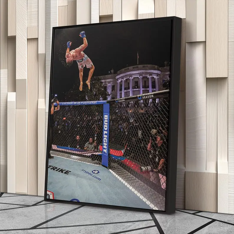 [Sale off up to 50%] [Free ship] [No Frame] Justin Gaethje Backflip Celebration Art, MMA Artwork Print, Fighter Room Decor, Mixed Martial Arts Fan Gift