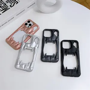 Creative Hollow Out Design Phone Case, Personalized Skull Tiger Tooth Phone Protective Cover, Phone Accessories Compatible with iPhone 11 12 13 14 15 16 Pro Max, Casing