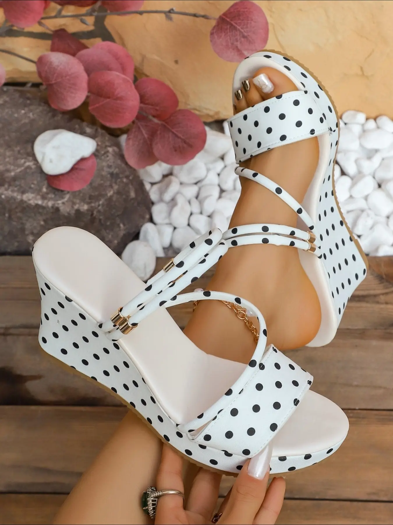 Vintage Wedge Sandals for Women, Platform Thick Sole Fish Mouth Roman Sandals, Matte Velvet Open Toe Sandals, Ankle Strap Metal Buckle Height Increasing