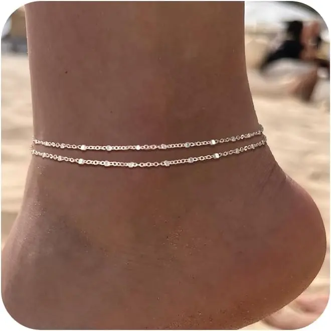 ANKLET-Single clasp beaded chain-SL