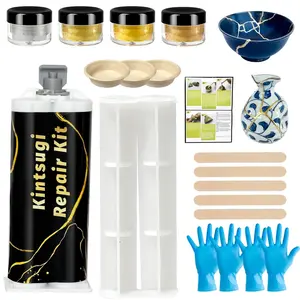 Kintsugi Repair Kit -  Safe  Art Craft Kit for Broken Ceramics, Glass, Jade & Sculptures -  Glue for Ceramics & Kintsugi Adhesive for Porcelain Repair & Restoration ( & )