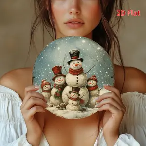 Vintage Iron Round Tin Sign, Fun Motivational Quotes, Snowman Family Party Decor, Rustic Home Garden Decoration, 8x8 Inch Wall Art