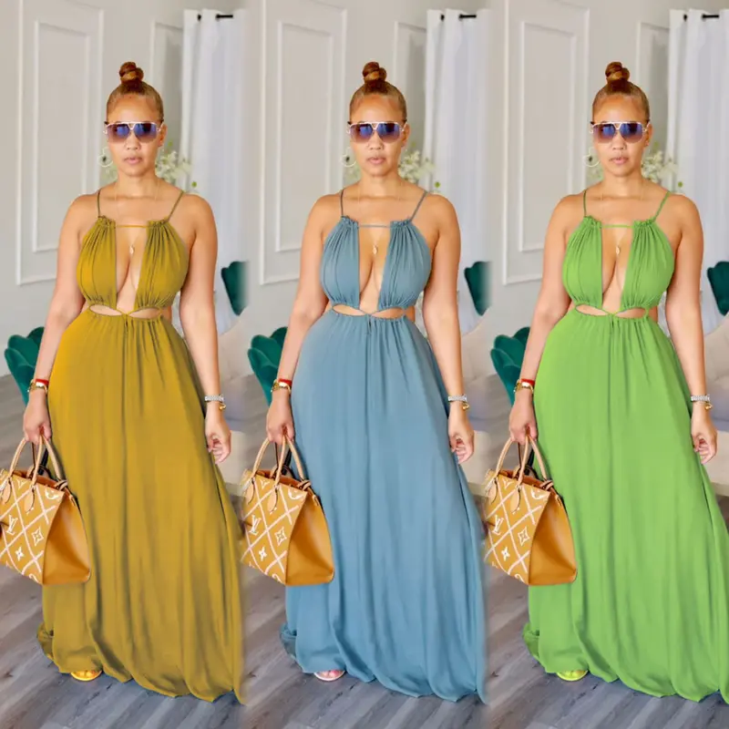 sachin and babi light blue dress Black Cross Back High Neck Maxi Dress main image 1