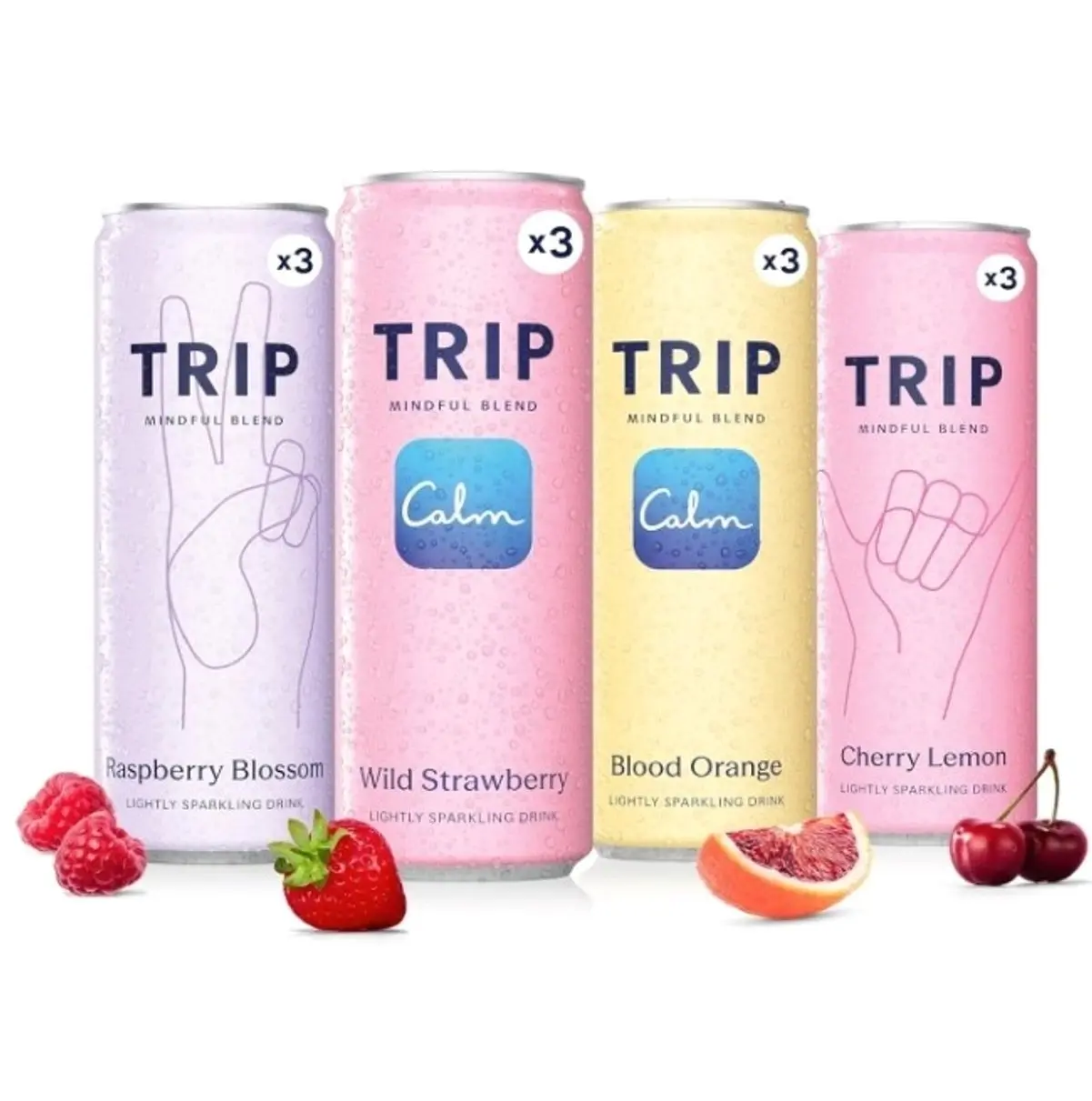 TRIP Lightly Sparkling Adaptogen Seltzer, Non-Alcoholic Mocktail with Magnesium, Ashwagandha, Lions Mane & L Theanine, No Added Sugar, Vegan, Citrus Berry Variety Pack, 12 Oz, 12Pk