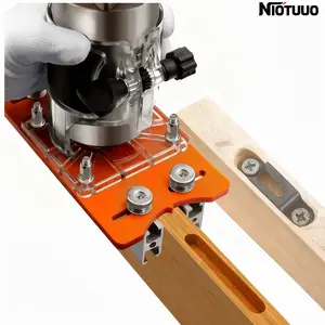 2-In-1 Hidden Fastening Nut Slot Base, Wood Trimmer Router Base With Slot Plate + Transparent Cover + Milling Cutter, Wood Trimmer Router For Closet Furniture, Wood Router Base Suitable For Inside Diameter 65mm Trimming Machine