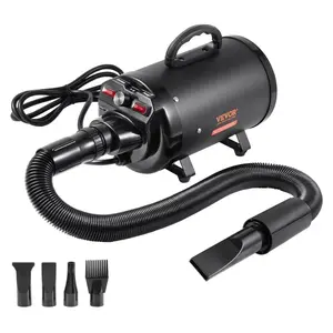 Dog Dryer, 2800W/4.3HP Dog Blow Dryer, Pet Grooming Dryer with Adjustable Speed and Temperature Control, Pet Hair Dryer with 4 Nozzles and Extendable Hose, Black