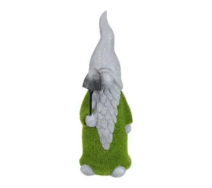 Northlight 14" Faux Moss Gnome with Shovel Garden Statue