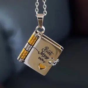 AS702 Book Necklace for Mom/Daughter/Son/Sister/Love Birthday, Mother's Day, Memorial Gift Jewelry A Letter for Your Loved Ones