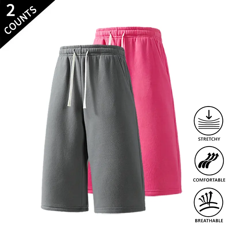 Summer Vibes 2-Pack Men’s Casual Mid-Length Sweat Shorts, Elastic Waist with Drawstring, Breathable Fabric, Comfortable Lounge & Streetwear Shorts for Men