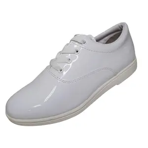 Dinkles Formal Men's Marching Band Shoes, White Patent