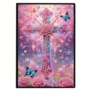 Diamond Art Notebook Set, 5D DIY Crystal Diamond Mosaic Diary, Artificial Leather Cover, Irregular Diamonds, Craft & Learning Journal