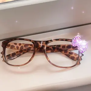 Rhinestone Kitty y2k glasses with Adorable Kitty Print for Summer Fashion and Fun Fashionable