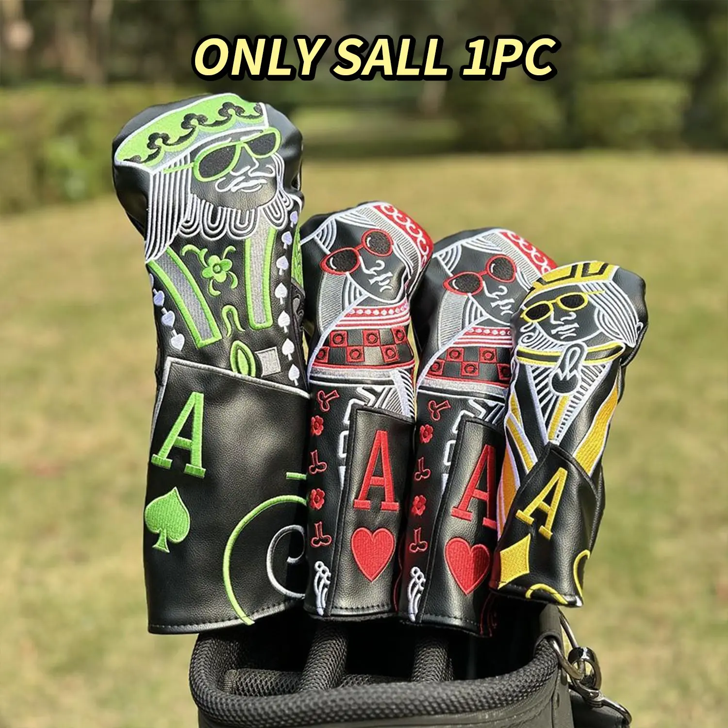 Poker JQK Design Golf Headcovers, High Quality Driver Wood Cover Set, Stylish Protection for Golf Woods, Golf Accessories, Golf Gift, Golf Gift Accessory