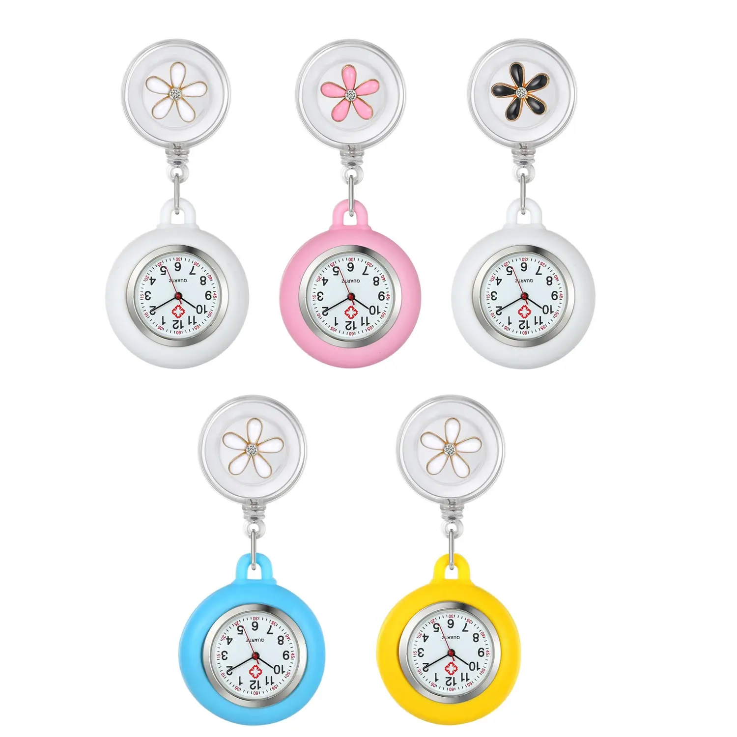 OIDEA Nurse Watch for Women, Stretchy Silicone Band Quartz Watch with Petal Flower Design, Easy Read Digital-Style Dial, Lightweight Pin-Free Pocket Watch